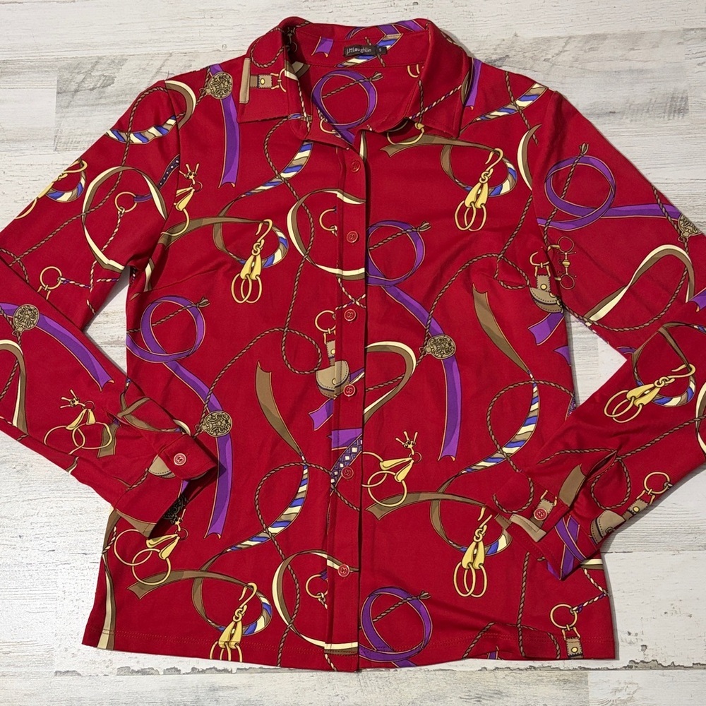 J. McLaughlin Betty Red Button Down Size Small - Picture 2 of 10
